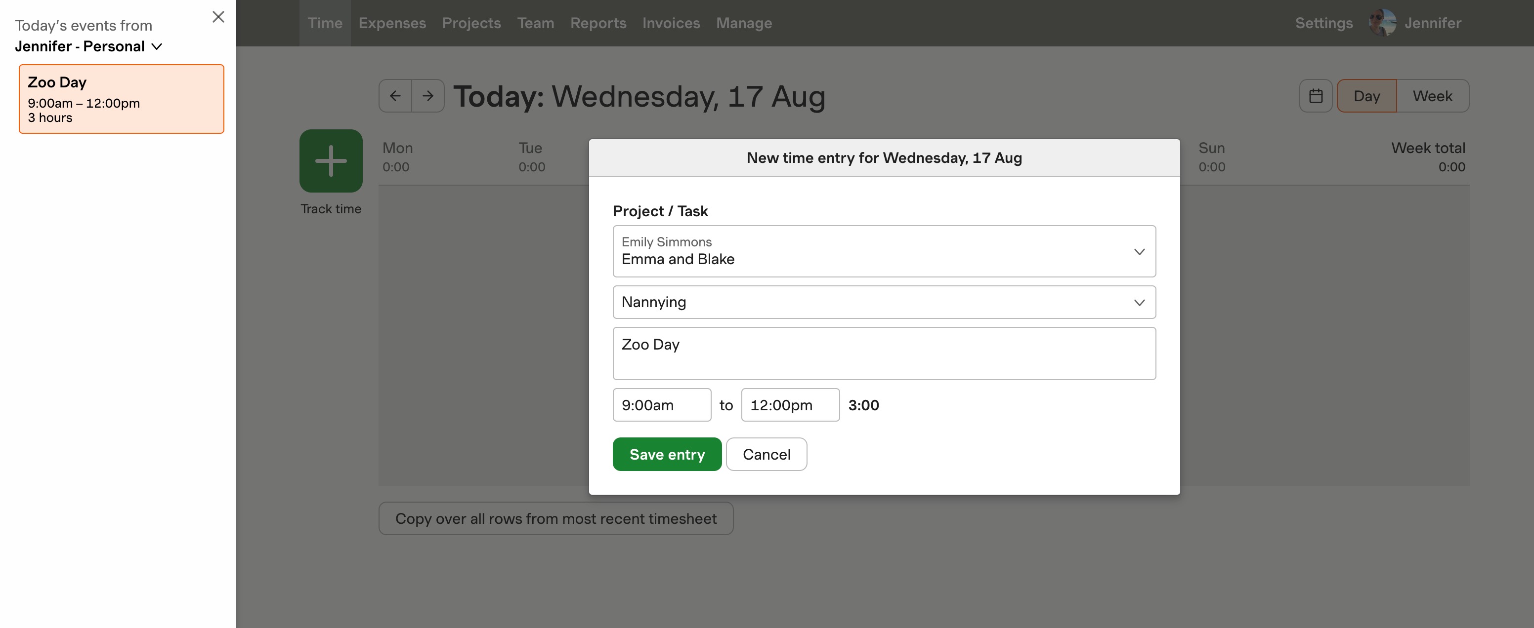 Harvest and Google Calendar integration