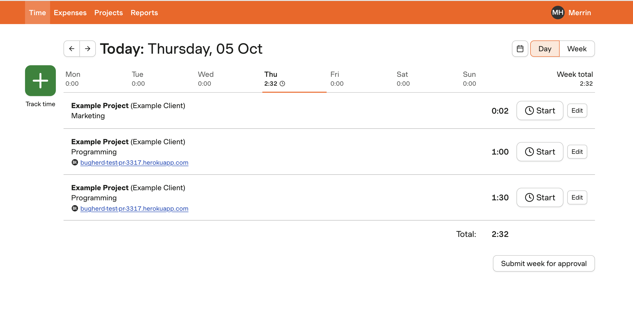 Harvest timesheet